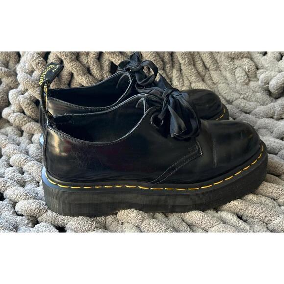 Dr. Martens Shoes - Dr Martens Holly Max Platform Sz 8 Black Leather Women Combat Shoes RARE PUNK